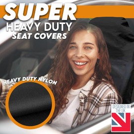 Xtremeauto Heavy Duty Waterproof Car Seat Cover Universal Front Seat Protector for Cars, Vans & Commercial Vehicles, Nylon Work Seat Cover, Airbag Compatible, Easy Clean, Black (Pair)