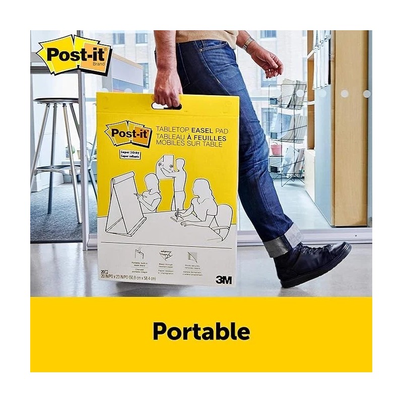 Post-it Super Sticky Portable Tabletop Easel Pad 20x23 Inches, 20