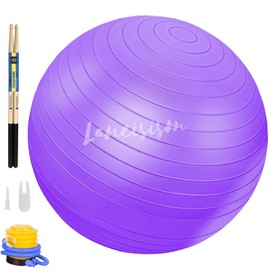 Cardio Drumming Equipment Set - 26" Exercise Ball with Pump and Weighted Cardio Drumming Sticks with Grips - Fitness Yoga Ball Drumsticks Workout for Balance, Rhythm, Aerobic Moves, Dance, Gymnastics