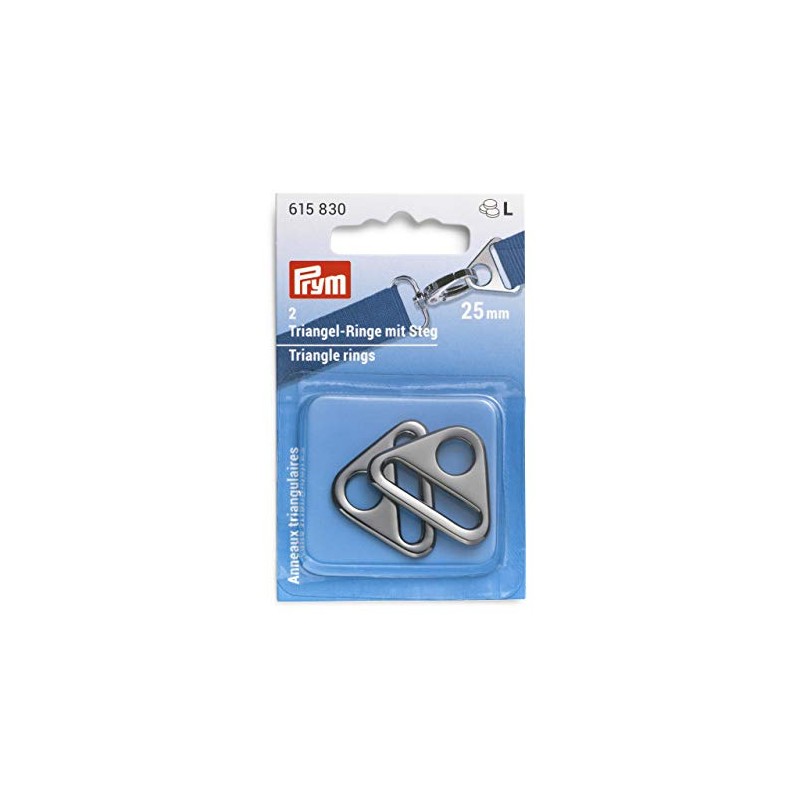 Prym 615830-1 25mm Gunmetal Triangle Rings, Zinc Alloy