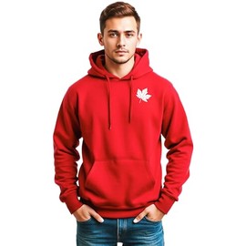 Mens Canada Shirt, Custom Handmade Canada Day Maple Leaf Shirt for Men L2 (Hoodie, Red, M)