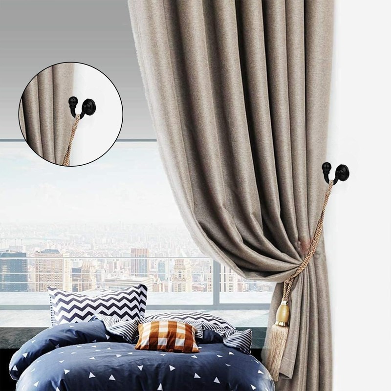 INBOLM 2pack Tie Back Hooks For Curtains Black Curtain Tie