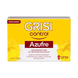 Jabn Facial Grisi Control Azufre Con cido Saliclico 100 g. - Exfoliante Facial Auxiliar para Piel Grasa Con Acn, Barros, Espinillas y Puntos Negros,  