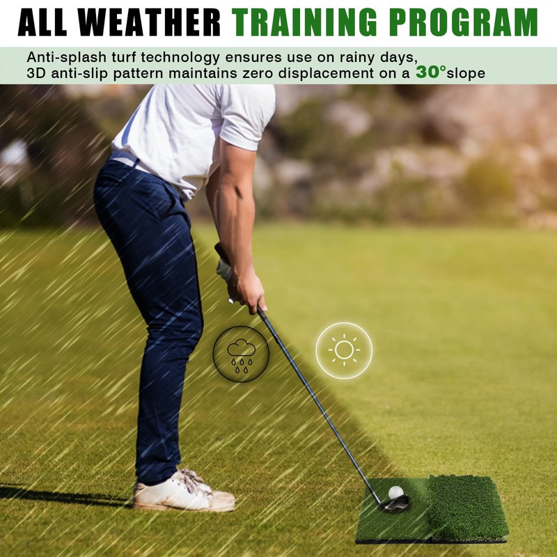 BIRDIEBLAST Premium Golf Hitting Mat, 10mm Foam Padding with Rubber