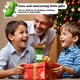 ETDKM Cute Funny Positive Crochet Pickle with Stand, Emotional Support Crochet Pickle, Christmas Birthday Gifts for Women, Office Decor Cool Things for Desk