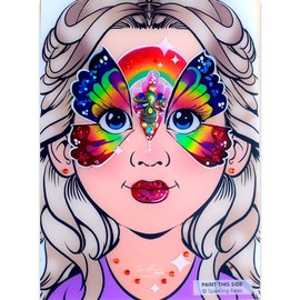 Sparkling Faces Practice Board - Sophia, Face Painting Practice and Display Tool, Reusable Colored Makeup Template, A4 Size - 8.27" x 11.69"