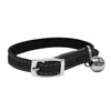 Cat Collar Real Leather with Safety Elastic, Bell, Available (Black)