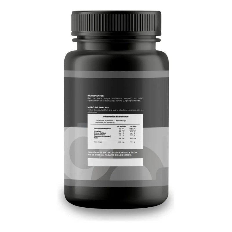 Maca Negra Orgánica 100% Pura Con 120 Cápsulas
