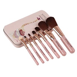 BIOAQUA Makeup Brush Foundation Lipstick Eyebrow Perfum Face Powder Eye Shadows Flawless Blend Fiber Multifunctional Professional 1 SET - 7 PCS (ROSE)