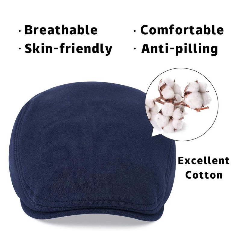 WETOO Men's Flat Cap Black Driving Cabbie Hunting Flatcap Newsboy