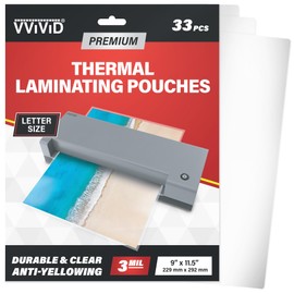 VViViD Premium Thermal Lamination 3Mil Pouches, for Thermal Laminators, 9” x 11.5” Letter Size (33 Pack)
