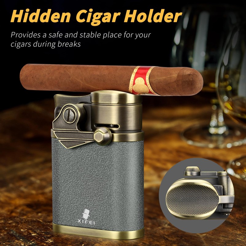 XIFEI Cigar Lighter, 4 Jet Flame Desktop Rocker Arm Lighter
