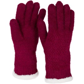 styleBREAKER 09010040 Women's Warm Winter Gloves with Rice Grain Pattern and Fleece, Thermal Knitted Gloves, Finger Gloves, bordeaux red