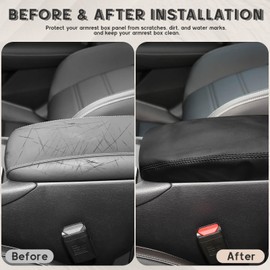 ramuel Compatible with Center Console Armrest Cover Pad PU Leather Arm Rest Covers Mat Middle Console Cover Lid Protector Pad for Nissan Sentra 2020-2025 Nissan Xterra Black