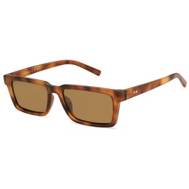 VANLINKER Retro Rectangular Polarized Sunglasses for Women Men Trendy Small Chic 80s 90s Square Sun Glasses VL9877,Tortoise/Brown