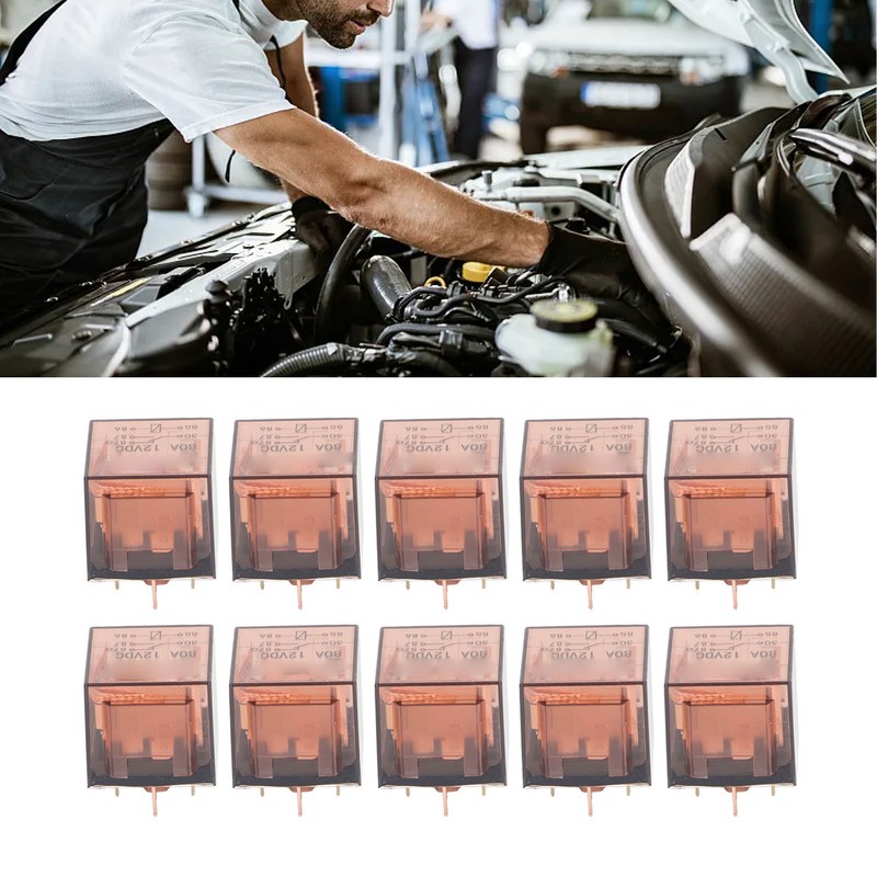 10 Pcs Waterproof Automotive Relay 80A 5 Pin SPDT Universal