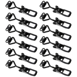 Voittozege 12Pcs 100 Kg 220 Lbs Adjustable Toggle Clamp, Quick Release Pull Clamps Latch Metal Door Pull Latch, Heavy Duty Toggle Lock for Door, Cabinet, Box Case Trunk, Jig, Model No. 4001 (Black)