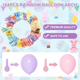 Amandir Amandir 164PCS Pastel Balloon Garland Kit, Rainbow Easter Unicorn Balloon Arch, Colorful Gold Confetti Balloons for Pastel Easter Baby Shower Wedding Ice Cream Mermaid Party Decorations Supplies