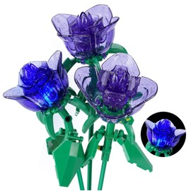 DAYWELL Bloques de Construcción de Flores, Decoración del Hogar de Bricolaje, Regalos de Cumpleaños para Mujer Mamá, Aniversario,Navidad, Día de San Valentín, Día de la Madre (Azul 126 Piezas)