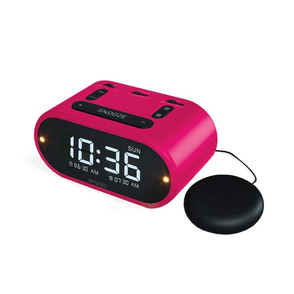 RIPTUNES Digital Loud Alarm Clock with Bed Shaker for Heavy