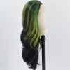 ZHYWIGS Green Black Long Synthetic Lace Front Wig for Women