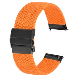 Anbeer Braided Nylon Watch Band, 0.7 inch (18 mm), 0.8 inch (20 mm), 0.9 inch (22 mm), Stepless Adjustment, Quick Release, Tri-fold Push Buckle