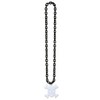 36" Chain Beads With Skull And Crossbones Medal Necklace Costume