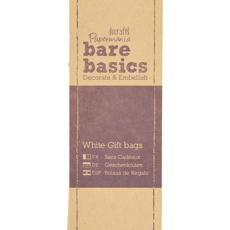 Docrafts Bare Basics Small Gift Bags, Pack of 5, White