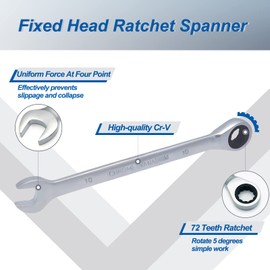 DAKCOS DAKCOS Kombi-Ratschenschlssel 10mm - Metrischer Ratschenringmaulschlssel aus CR-V mit mattierter Chromoberfl?che