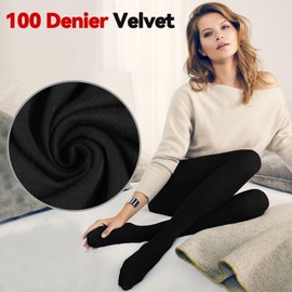 BAEIDO 2 Pairs Thermal Tights for Women, 100D Opaque High Waisted Stretch Winter Warm Pantyhose Soft Thick Leggings for Ladies Girls Black