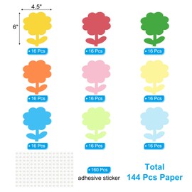 PATIKIL Sunflower Cutouts, 144 Pack Paper Flowers, Colorful Flower Cutout for Classroom Decoration DIY Craft Project, Assorted Color