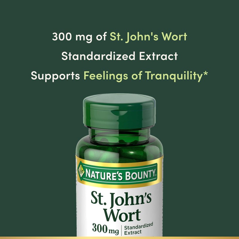 Nature's Bounty St. John’s Wort 300mg Capsules, Herbal Health Supplement,