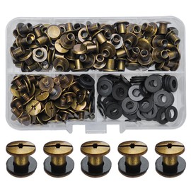 SHSMPXOY 90 Set Bronze Chicago Book Binding Screws, M5*6mm, Dome Head, Metal, Rivets for DIY Book Scrapbook, Bags, Collars