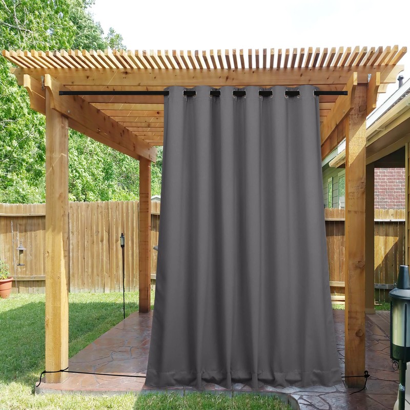 NICETOWN 2 Panels Weighted Blackout Curtains for Patio Waterproof, Top
