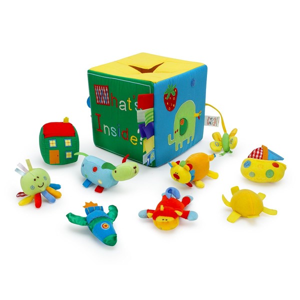 Genius Baby Toys The Original Surprise What's Inside Toy Box and Playset with 8 ct Plush Toys for Infants and Toddlers