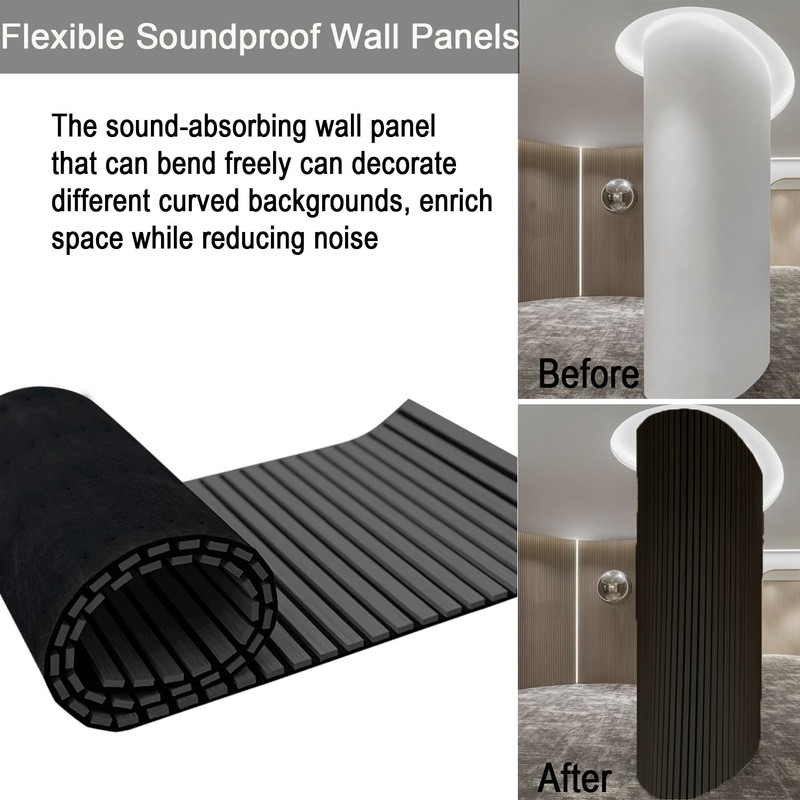 94.5 x 23.6 in Acoustic Wood Wall Panels,3D Flexible Soundproof