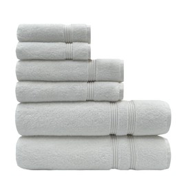 Pamukkale Premium Plush Turkish Bath Towel, Set of 6 Bath Towels 2 Bath Towels 2 Hand Towels and 2 Washcloth, 100% Turkish Cotton for Bathroom, Cloud White