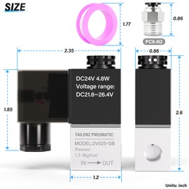 TAILONZ PNEUMATIC 1/4 inch NPT 24V 2 Position 2 Way Normally Closed Electric Solenoid Air Valve 2V025-08 Junction Box