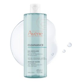 Agua Micelar Desmaquillante Avene Cleanance 400ml, Piel Grasa Mixta con Imperfecciones, Limpiador Facial que Purifica y Matifica Sin Resecar, con Agua Termal, Uso Diario Skincare