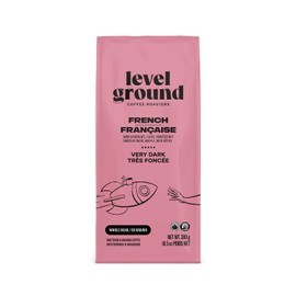 Level Ground Coffee - French Roast Craft Blend - Very Dark Roast, Whole Bean - Fair Trade, Organic, Kosher - Specialty Coffee - Drip Brew, French Press, Moka Pot - Tastes Intense, Spicy, Smoky - 300g / 10.5oz