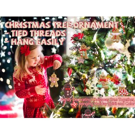 12 Pack Gingerbread Man Ornaments for Christmas Tree Decorations, 2.8 inch Tall Gingerman Hanging Charms Christmas Tree Ornament Holiday Decorations