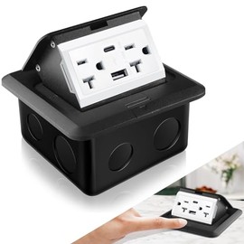 Hoolerry Kit de Tomacorrientes de Suelo Desplegables Caja Impermeable con Carga USB a y Tipo C de 4.8 a y Tomacorriente Resistente a Manipulaciones de