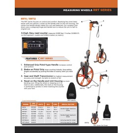 Keson RRT6 Top Reading Center Line Measuring Wheel with Handle Brake and Reset (Graduations: ft. & in.), 18-Inch