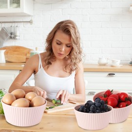 JCXivan Plastic Microwave Bowls with Lids, Set of 3,Ramen,Noodle,Salad,Nut,Soup Containers, Nesting Prep Serving Bowls with Sealed Air Vent,For Kitchen Mixing,Storage Food,Dishwasher Safe, Pink