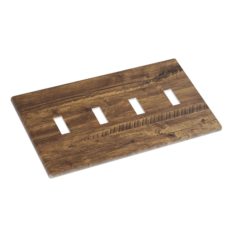 Rustic Farmhouse Quad Light Switch Cover Plate 4 Gang Toggle