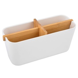 Organizador ecológico para el hogar – acentúa tu hogar con una decoración sostenible y natural, perfecto para maquillaje, brochas y accesorios de baño, hecho completamente de bambú y fibra de maíz