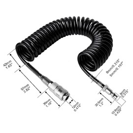 Manguera de aire de retroceso de 8 mm, manguera de aire en espiral ligera, manguera de extensión de aire de retroceso, manguera de conexión de compresor de aire para automóvil motocicleta (6 m)
