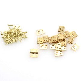 Mini Hinges Retro Door Hinges,LBTODH 20pcs 10x8mm 180 Degree Rotation Antique Butt Hinge Decorative Hinges for Making/Repairing Small Wooden Box Project,with Nails(Gold)