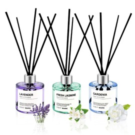 POWSHELF Reed Diffuser Set of 3 Pack,50ML Lavender Jasmine Gardenia Scented Oil Diffuser with 5 Sticks,Home Fragrance Reed Diffuser for Bedroom Bathroom Office (Lavender/Jasmine/Gardenia)