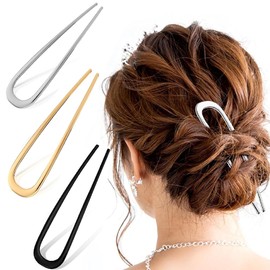 U-Shaped Hair Pin, 3PCS Metal French Hair Pins, 5.51 * 1.38 Inch French Twist Hair Pin, Hair Pins for Women